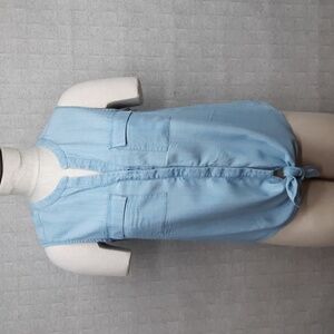 Chico's Blue Sleeveless Tie Front Blouse
